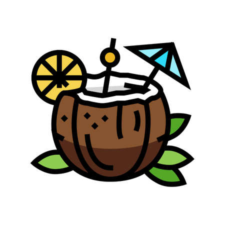 cocktail coconut coco color icon vector. cocktail coconut coco sign. isolated symbol illustrationのイラスト素材