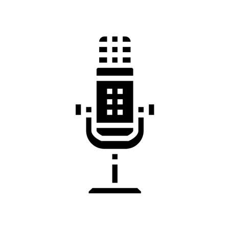 voice mic microphone glyph icon vector. voice mic microphone sign. isolated symbol illustrationのイラスト素材