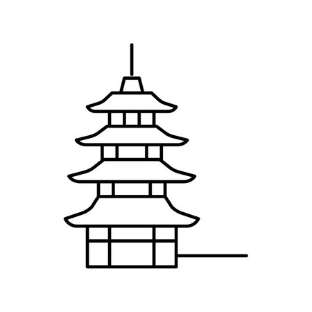 pagoda asia building line icon vector. pagoda asia building sign. isolated contour symbol black illustrationのイラスト素材