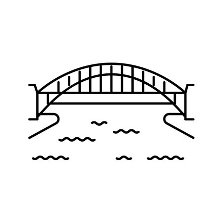 harbor bridge line icon vector. harbor bridge sign. isolated contour symbol black illustrationのイラスト素材