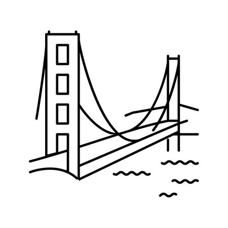 golden gate bridge line icon vector. golden gate bridge sign. isolated contour symbol black illustrationのイラスト素材