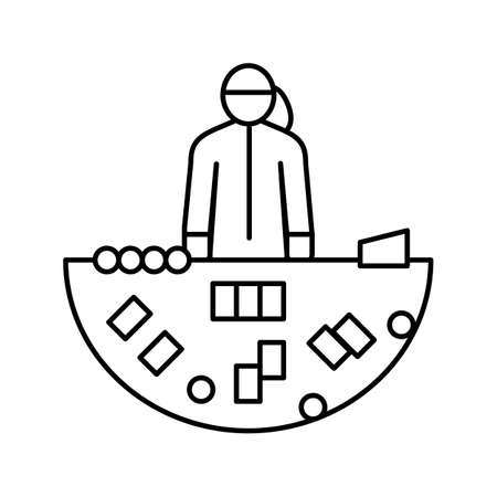 blackjack slot game line icon vector. blackjack slot game sign. isolated contour symbol black illustrationのイラスト素材