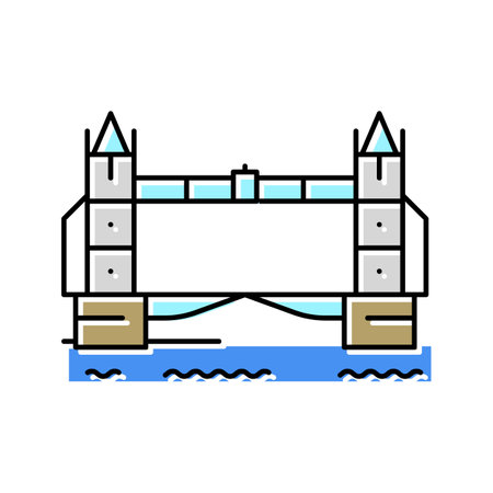 tower london bridge color icon vector. tower london bridge sign. isolated symbol illustrationのイラスト素材