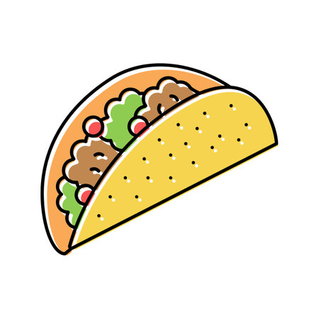 taco food color icon vector. taco food sign. isolated symbol illustrationのイラスト素材