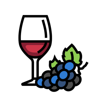 glass wine red grapes color icon vector. glass wine red grapes sign. isolated symbol illustrationのイラスト素材