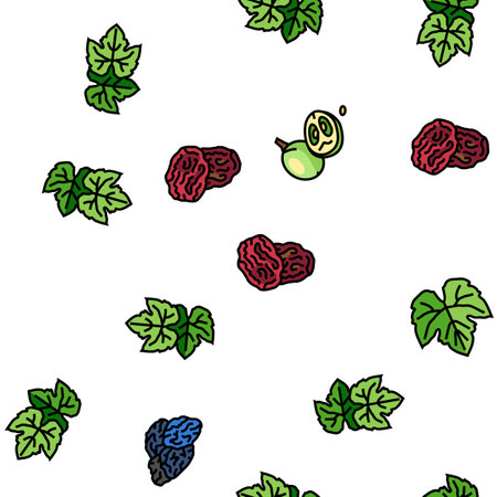 grape wine bunch fruit green vector seamless pattern thin line illustration