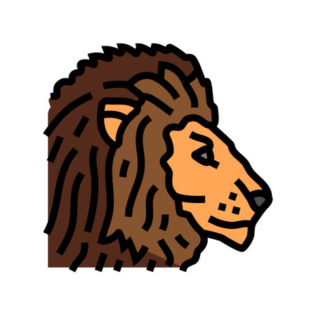 lion animal zoo color icon vector. lion animal zoo sign. isolated symbol illustrationのイラスト素材