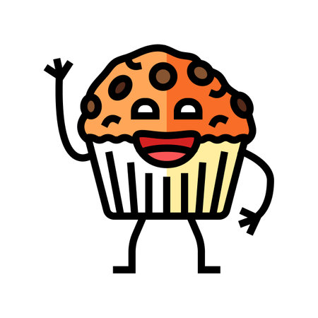 muffin dessert character color icon vector. muffin dessert character sign. isolated symbol illustrationのイラスト素材