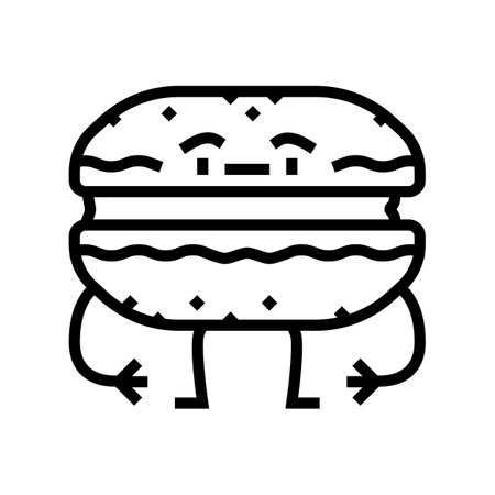 macaroon dessert character line icon vector. macaroon dessert character sign. isolated contour symbol black illustrationのイラスト素材