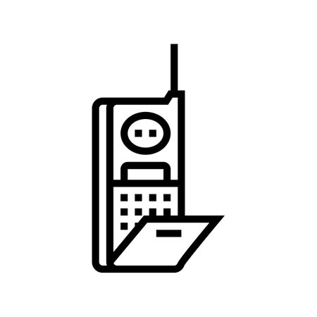 mobile phone retro device line icon vector. mobile phone retro device sign. isolated contour symbol black illustrationのイラスト素材
