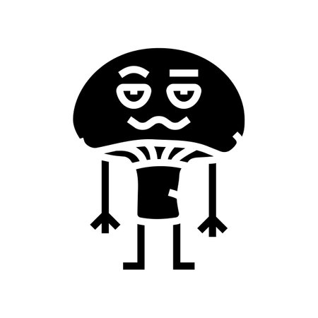 mushroom character glyph icon vector. mushroom character sign. isolated symbol illustrationのイラスト素材