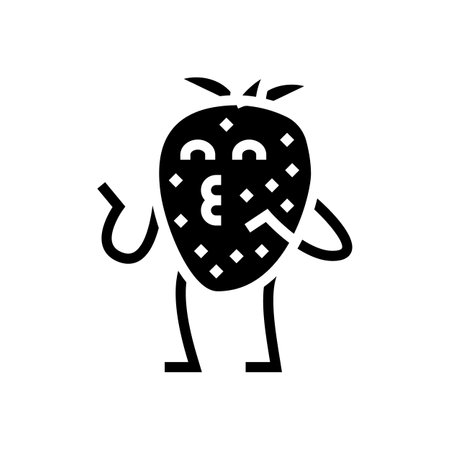 strawberry character glyph icon vector. strawberry character sign. isolated symbol illustrationのイラスト素材