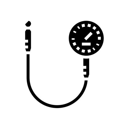 tire air pressure gauge motorcycle  glyph icon vector. tire air pressure gauge motorcycle  sign. isolated symbol illustrationのイラスト素材