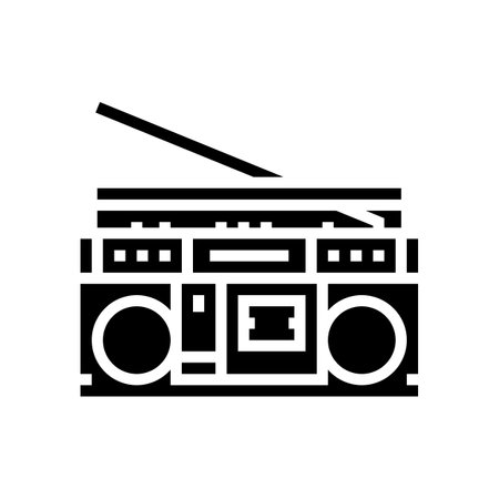 cassette stereo boombox player glyph icon vector. cassette stereo boombox player sign. isolated symbol illustrationのイラスト素材