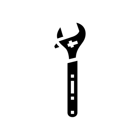 adjustable wrench tool glyph icon vector. adjustable wrench tool sign. isolated symbol illustrationのイラスト素材