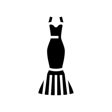 exaggerated drop bride dress glyph icon vector. exaggerated drop bride dress sign. isolated symbol illustrationのイラスト素材