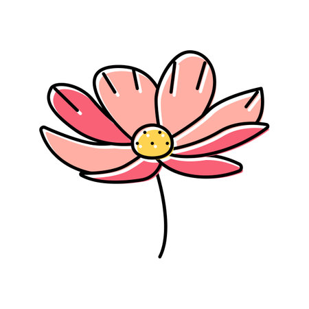 cosmos flower spring color icon vector. cosmos flower spring sign. isolated symbol illustrationのイラスト素材