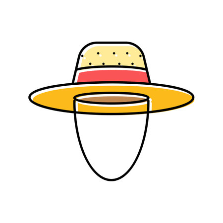 straw hat summer color icon vector. straw hat summer sign. isolated symbol illustrationのイラスト素材