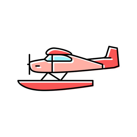 floatplane airplane aircraft color icon vector. floatplane airplane aircraft sign. isolated symbol...