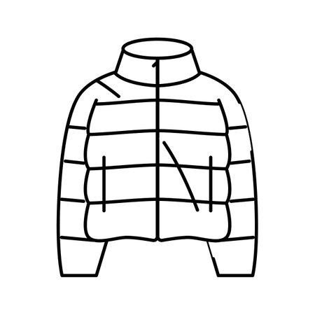puffy jacket outerwear female line icon vector. puffy jacket outerwear female sign. isolated contour symbol black illustrationのイラスト素材