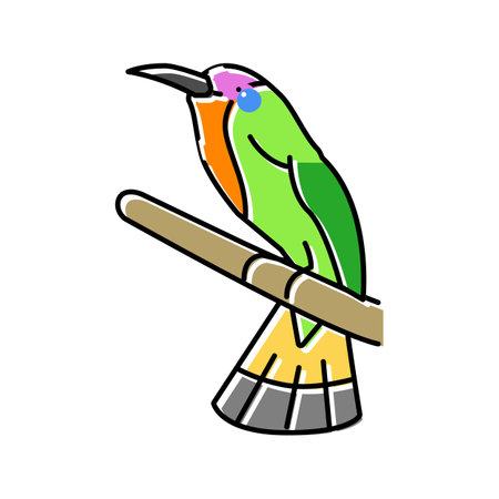 red bearded bee eater bird exotic color icon vector. red bearded bee eater bird exotic sign. isolated symbol illustrationのイラスト素材
