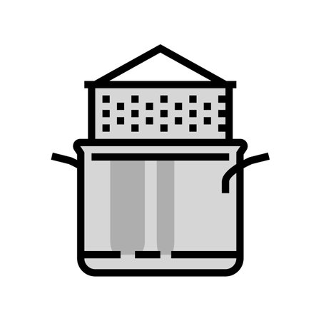 steam pot cooking color icon vector. steam pot cooking sign. isolated symbol illustrationのイラスト素材