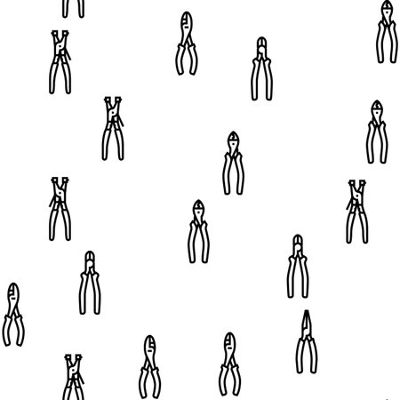 pliers equipment tool repair work vector seamless pattern thin line illustrationのイラスト素材