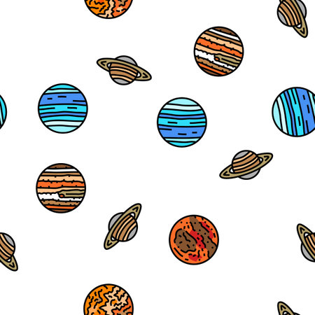 earth world planet globe map vector seamless pattern thin line illustrationのイラスト素材