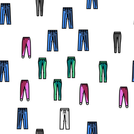 pants fashion clothes apparel vector seamless pattern thin line illustrationのイラスト素材