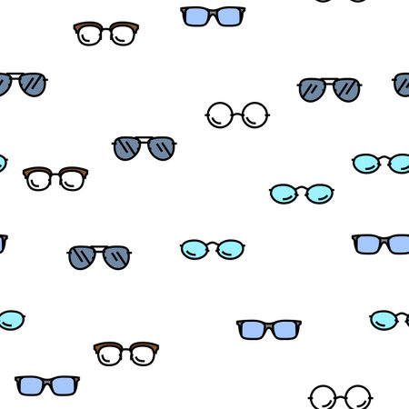 glasses optical style frame vector seamless pattern thin line illustrationのイラスト素材