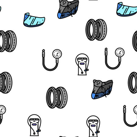 motorcycle bike motor sport vector seamless pattern thin line illustrationのイラスト素材