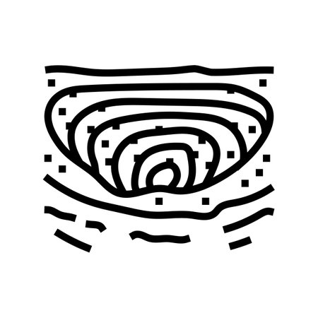 open pit mining copper production line icon vector. open pit mining copper production sign. isolated contour symbol black illustrationのイラスト素材