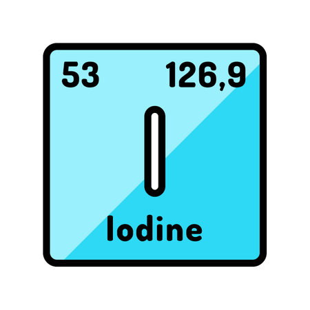 iodine chemical element color icon vector. iodine chemical element sign. isolated symbol illustrationのイラスト素材