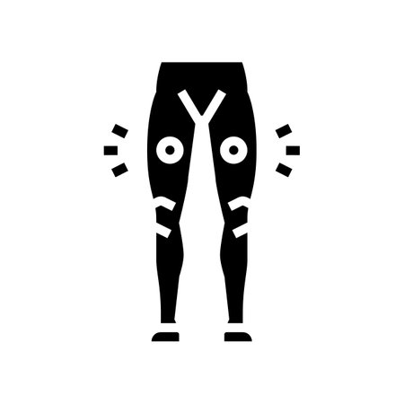 thigh pain body ache glyph icon vector. thigh pain body ache sign. isolated symbol illustrationのイラスト素材