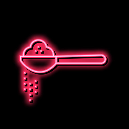aromatic spice on spoon neon glow icon illustrationのイラスト素材