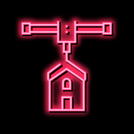 house transportation neon glow icon illustrationのイラスト素材