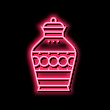 funeral urn neon glow icon illustrationのイラスト素材
