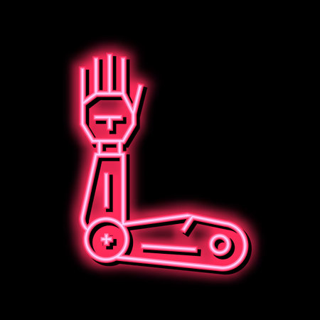 robotic arm neon glow icon illustrationのイラスト素材