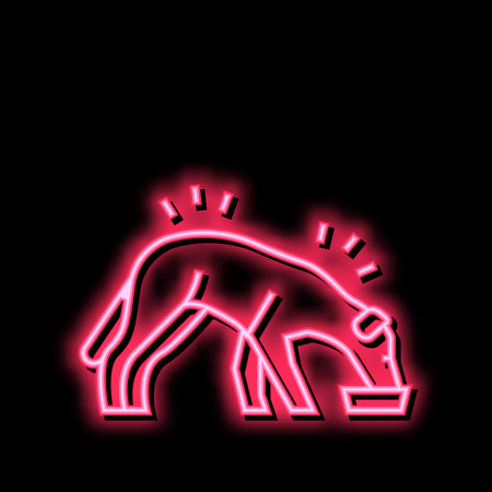 dog eating food neon glow icon illustrationのイラスト素材
