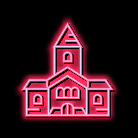 church building neon glow icon illustrationのイラスト素材