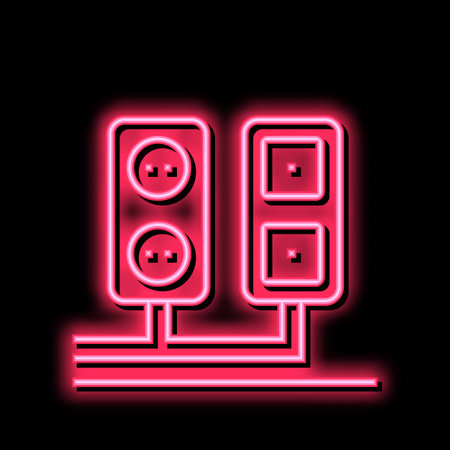 socket and antenna output installation neon glow icon illustrationのイラスト素材