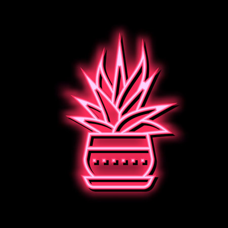 domestic plant neon glow icon illustrationのイラスト素材
