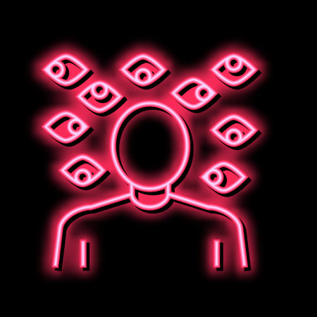 paranoia psychological problems neon glow icon illustrationのイラスト素材