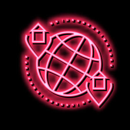 rental house world location neon glow icon illustrationのイラスト素材