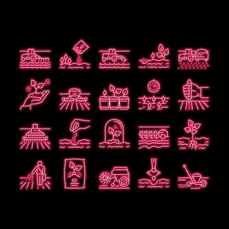 Sowing Agricultural neon glow icon illustrationのイラスト素材