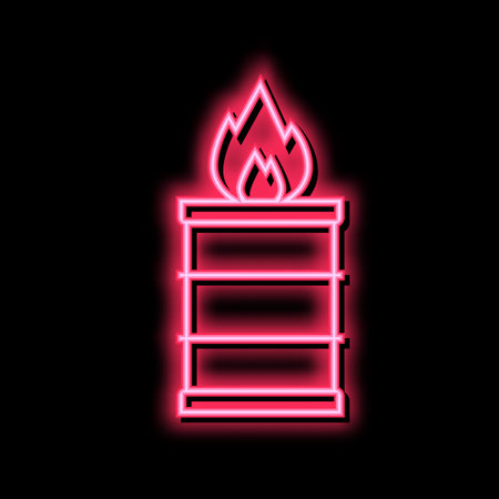burning fire in barrel neon glow icon illustrationのイラスト素材