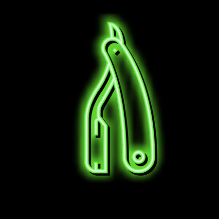 dangerous razor neon glow icon illustrationのイラスト素材