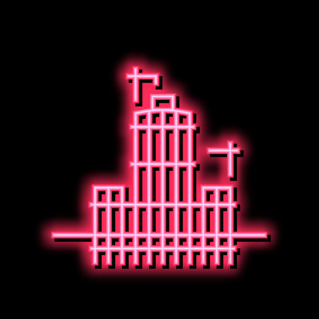 building skyscraper skeleton neon glow icon illustrationのイラスト素材