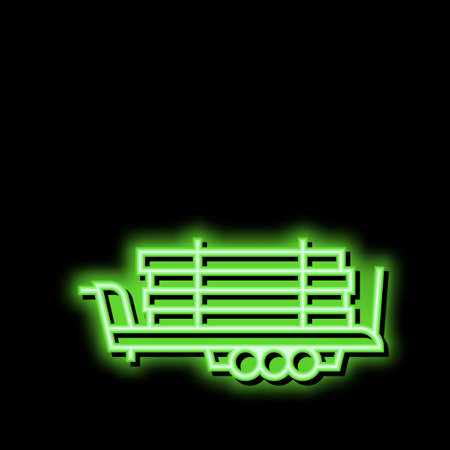 trailer with wood timber neon glow icon illustrationのイラスト素材