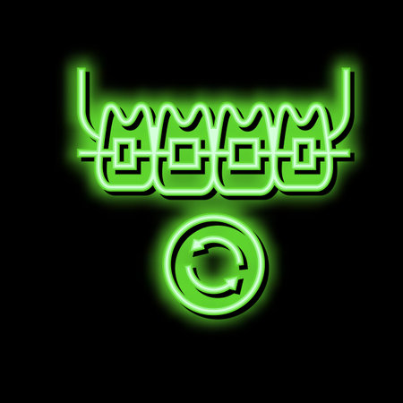 lingual tooth braces neon glow icon illustrationのイラスト素材